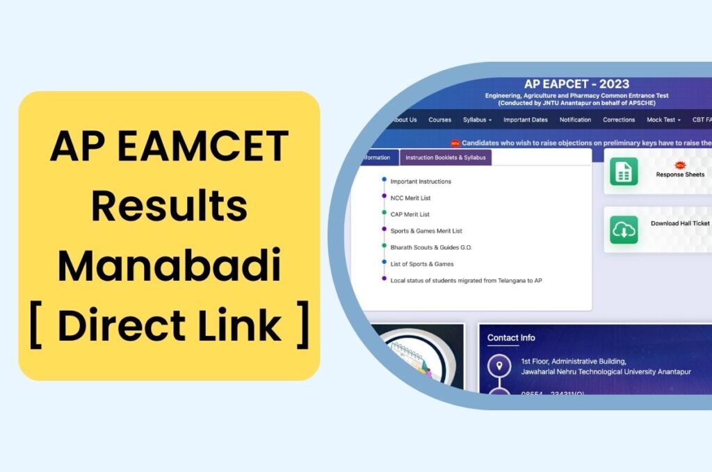 AP EAMCET Results 2023, Manabadi Rank Card @ cets.apsche.ap.gov.in Direct Link