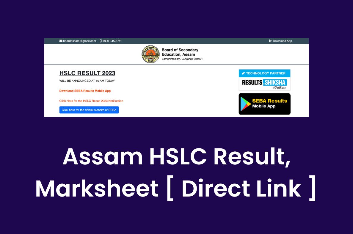 Assam Hslc Result Seba Th Class Marksheet Resultsassam Nic In
