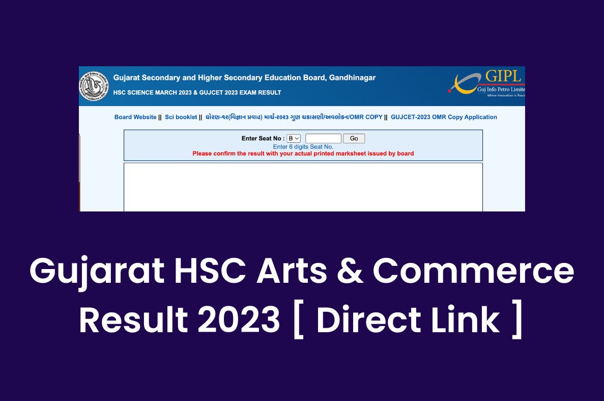 Gujarat HSC Result 2023(Out), GSEB 12th Commerce Arts Results gseb