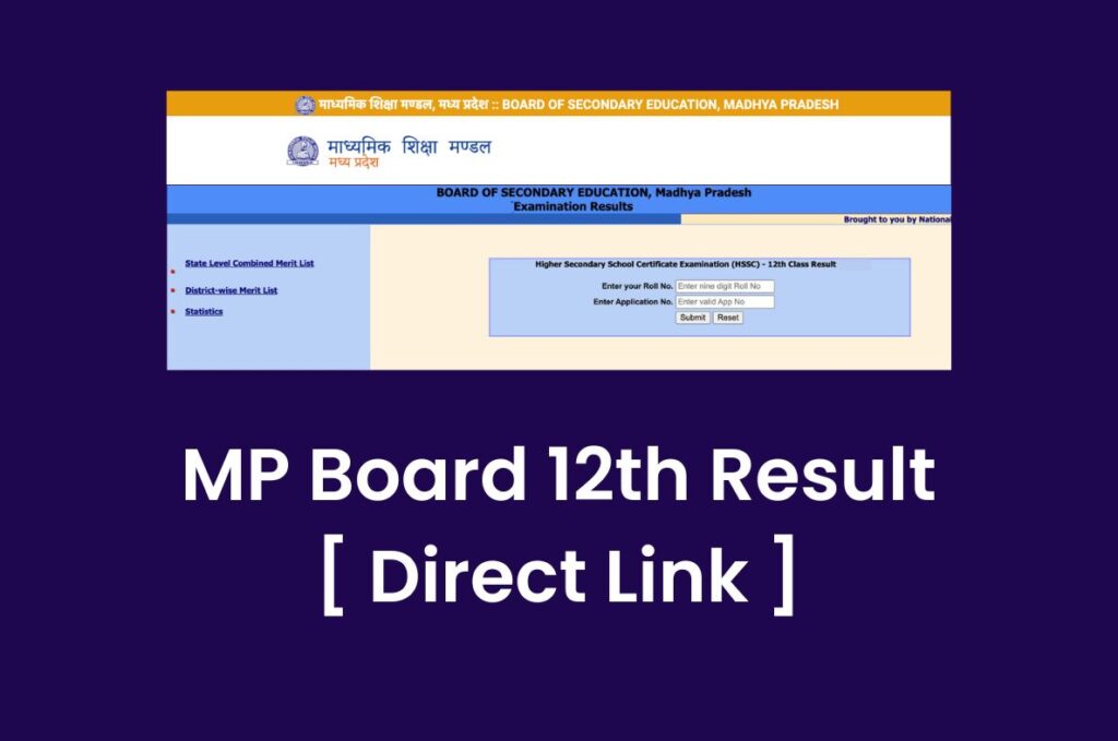 MP Board 12th Result 2023, MPBSE Class 12 Exam Marksheet @ mpresults.nic.in Direct Link