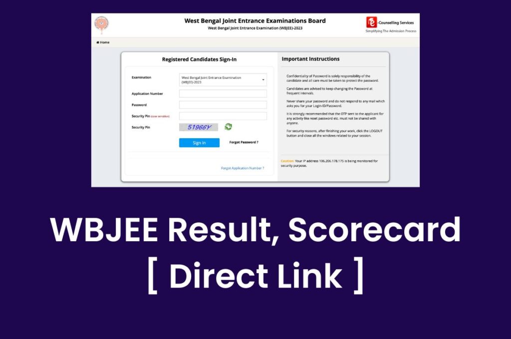 WBJEE Result 2023, Scorecard @wbjeeb.nic.in Direct Link
