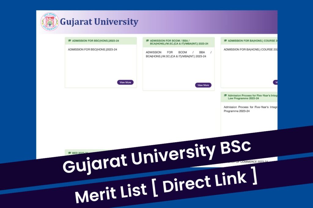 Gujarat University BSc Merit List 2023, College Allotment @ oas2023.guadmissions.in Direct Link