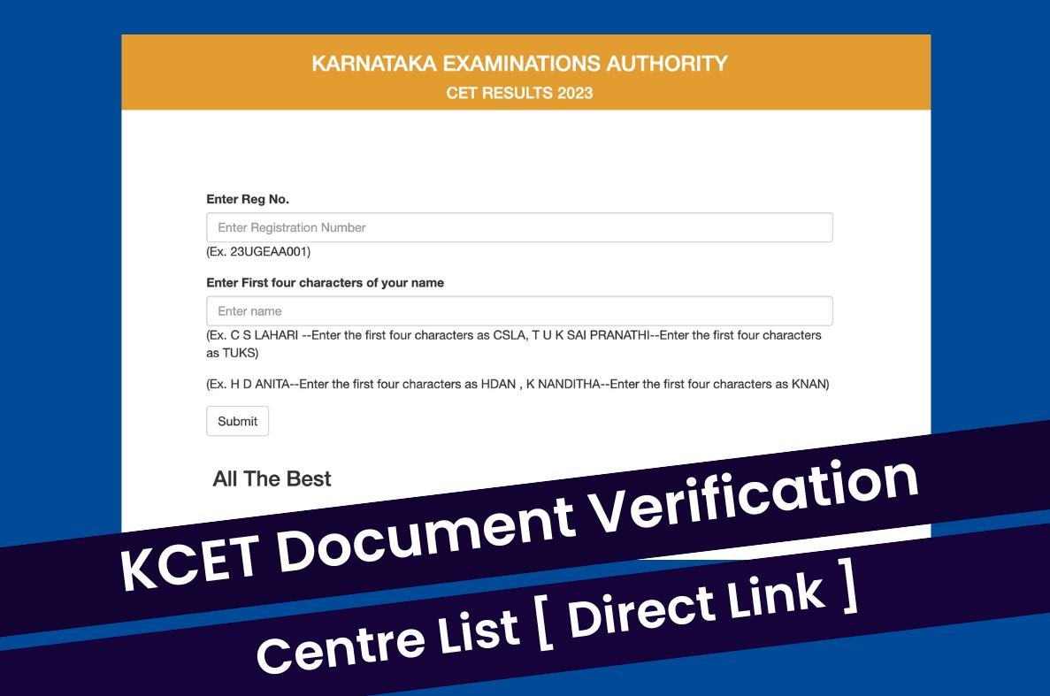 KCET Document Verification 2023 Centres List, Offline or Online @ kea.kar. nic.in Direct Link