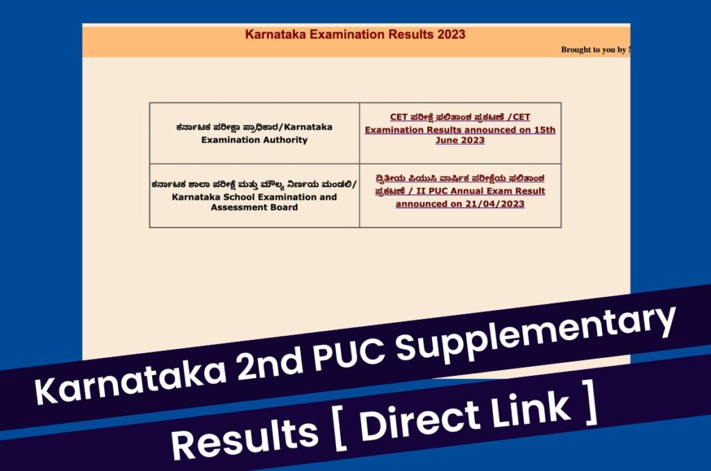 Karnataka 2nd PUC Supplementary Results 2023, Marksheet @ karresults.nic.in Direct Link