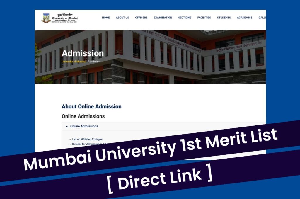 Mumbai University 1st Merit List 2023, College Wise CutOff @ mu.ac.in Direct Link