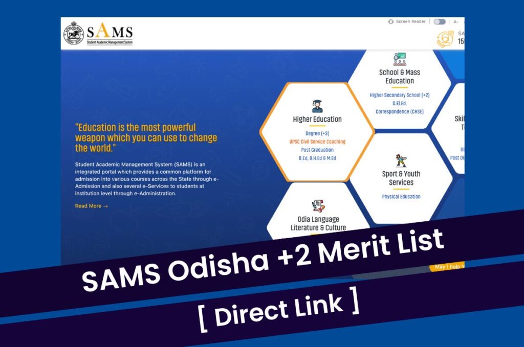 SAMS Odisha +2 Merit List 2023, First Selection List @ www.samsodisha.gov.in Direct Link
