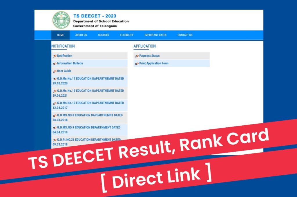 TS DEECET Result 2023, Rank Card @ deecet.cdse.telangana.gov.in Direct Link