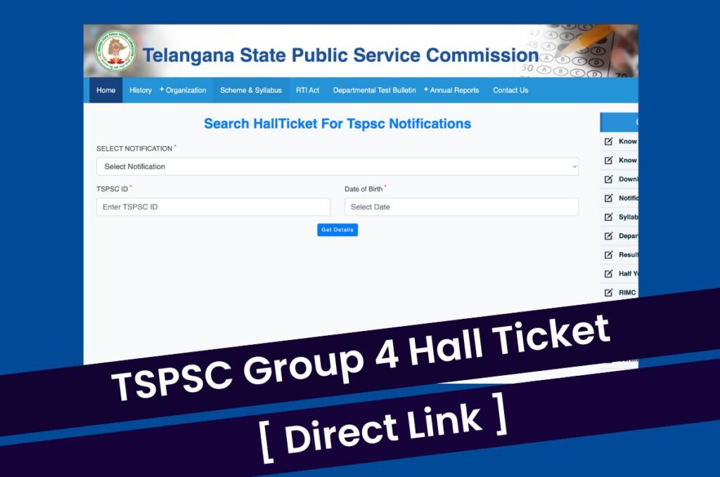 TSPSC Group 4 Hall Ticket 2023, Download Admit Card @ www.tspsc.gov.in