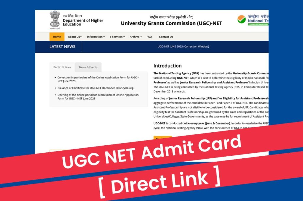 UGC NET Admit Card 2023, Exam City Intimation Slip @ ugcnet.nta.nic.in Direct Link