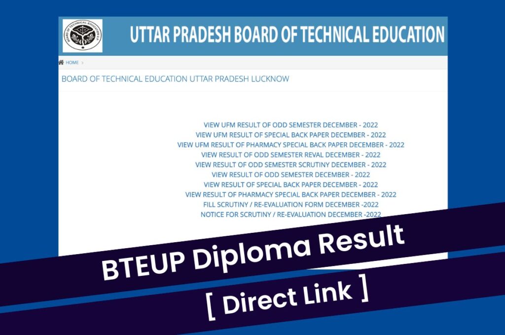 BTEUP Diploma Result 2023, Download 2nd 4th 6th Sem Marksheet @ bteup.ac.in Direct Link