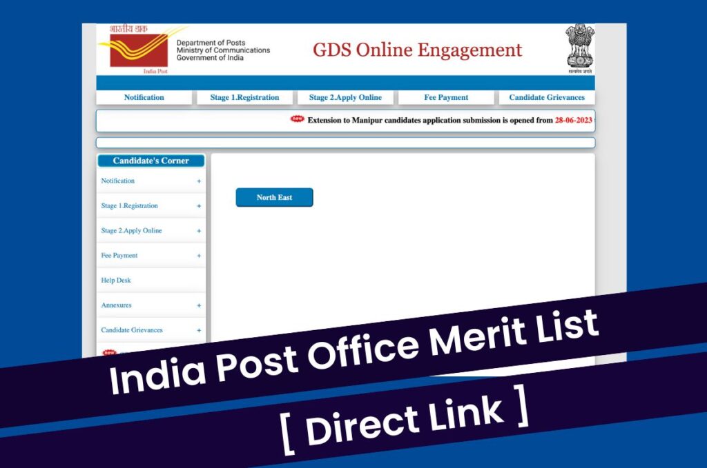 India Post Office Merit List 2023, Selection List Circle Wise @ indiapostgdsonline.gov.in Direct Link