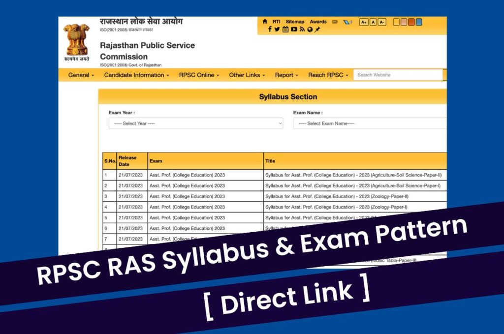 RPSC RAS Prelims Syllabus 2023 Exam Pattern @ rpsc.rajasthan.gov.in Direct Link