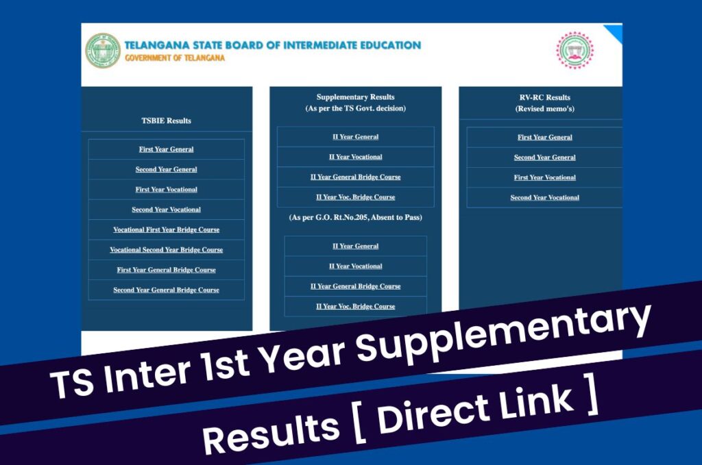 TS Inter 1st Year Supplementary Results 2023, Marks Memo @ tsbie.cgg.gov.in Direct Link