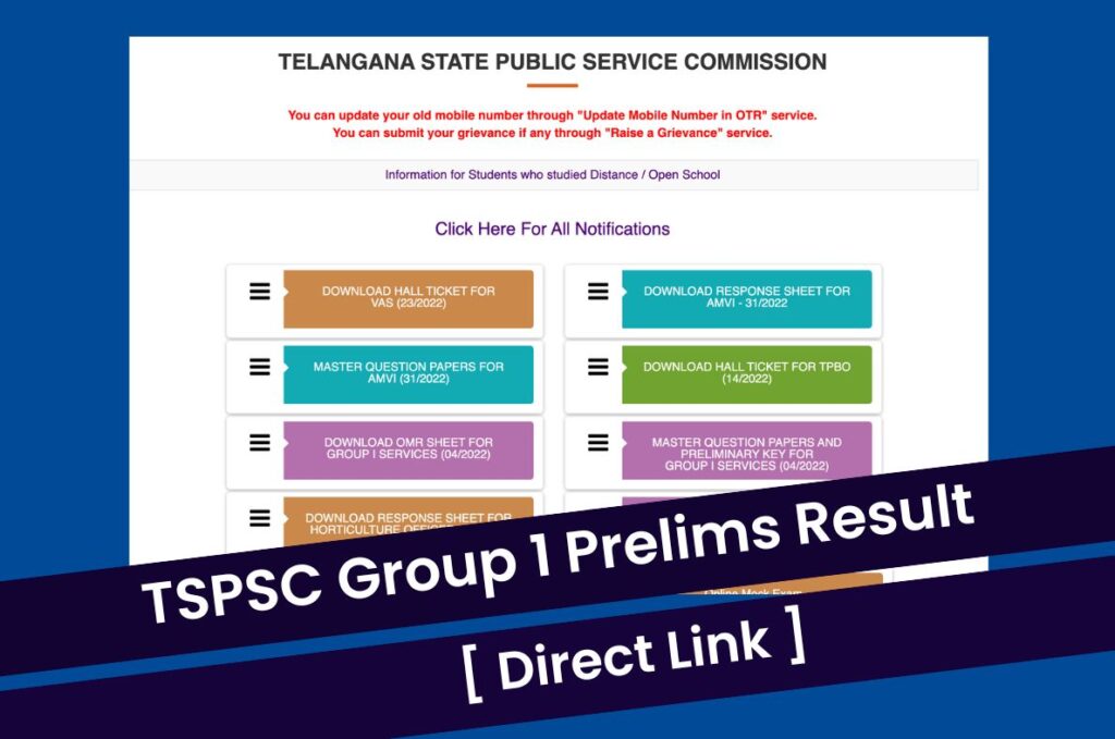 TSPSC Group 1 Prelims Result 2023, Cut Off & Merit List @ www.tspsc.gov.in Direct Link
