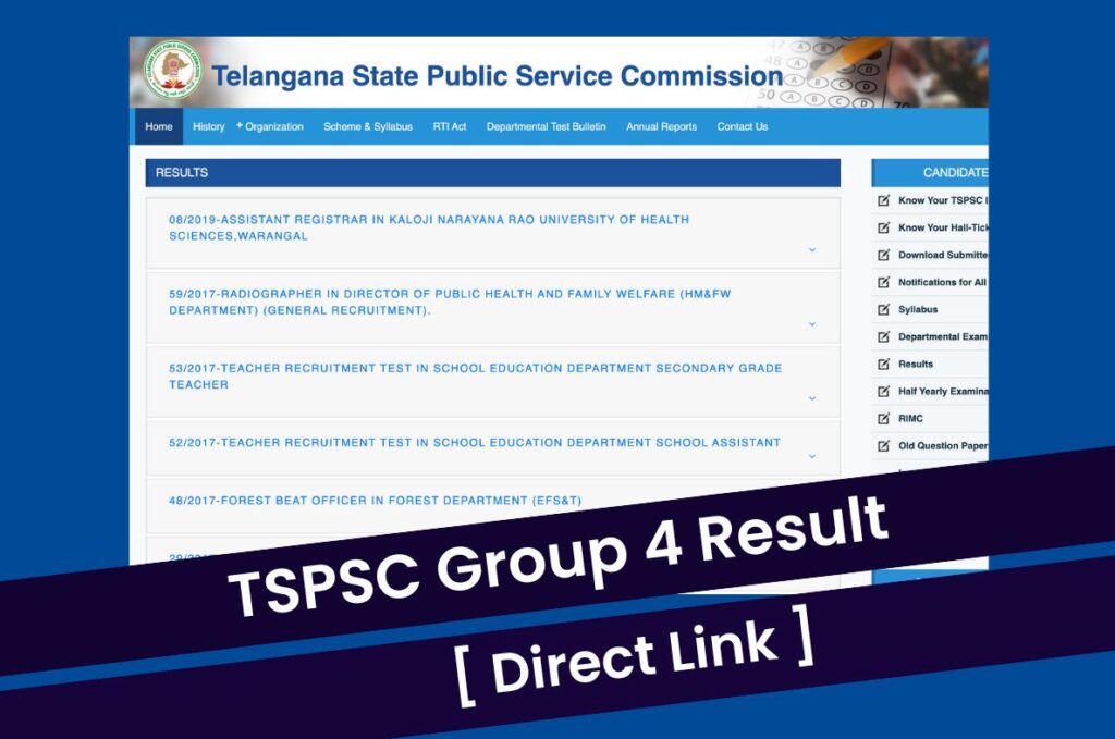 TSPSC Group 4 Result 2023, Check CutOff & Merit List @ www.tspsc.gov.in Direct Link