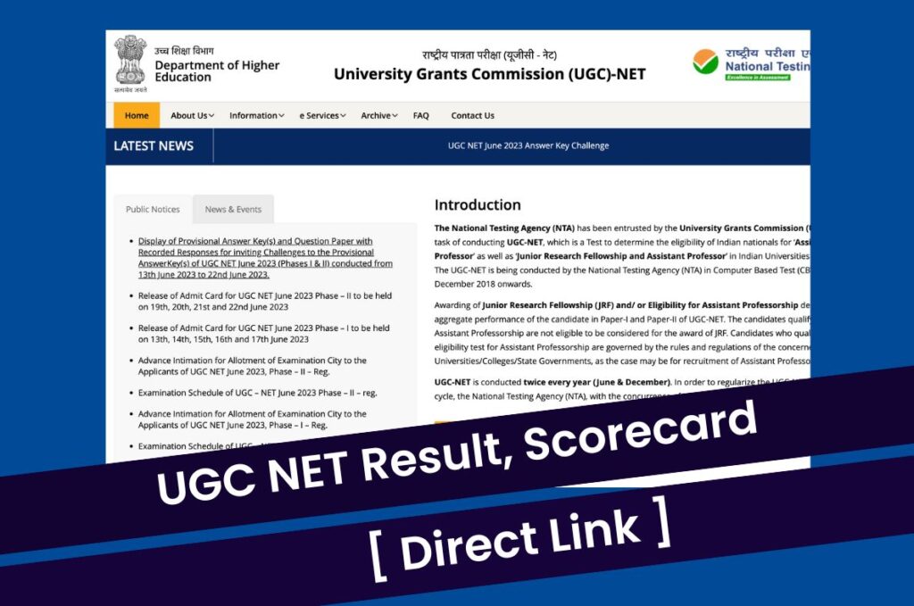 UGC NET Result 2023, Download June Cycle Scorecard @ ugcnet.nta.nic.in Direct Link