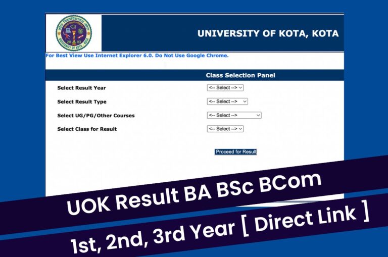 UOK Result 2024, Download Kota University BA BSc 1st 2nd 3rd Year