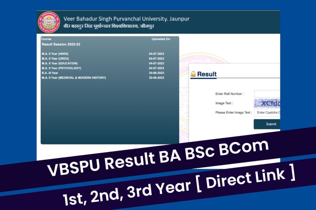 VBSPU Result 2023, Download BA BSc BCom 1st 2nd 3rd Year Results @ vbspu.org.in Direct Link