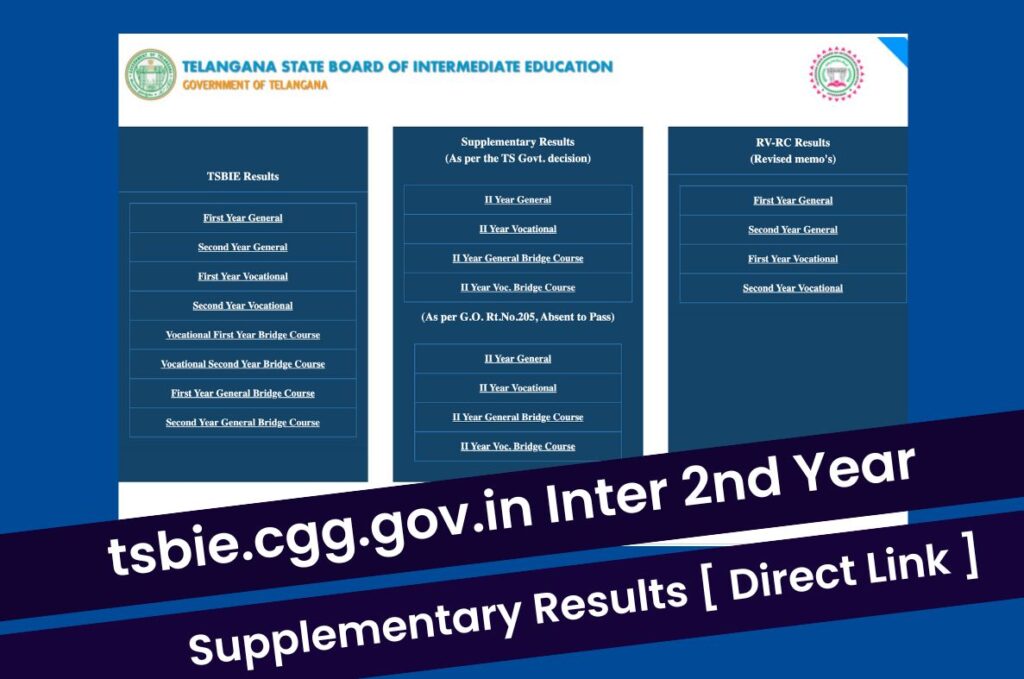 tsbie.cgg.gov.in Inter 2nd Year Supplementary Results 2023, Download Marks Memo Direct Link