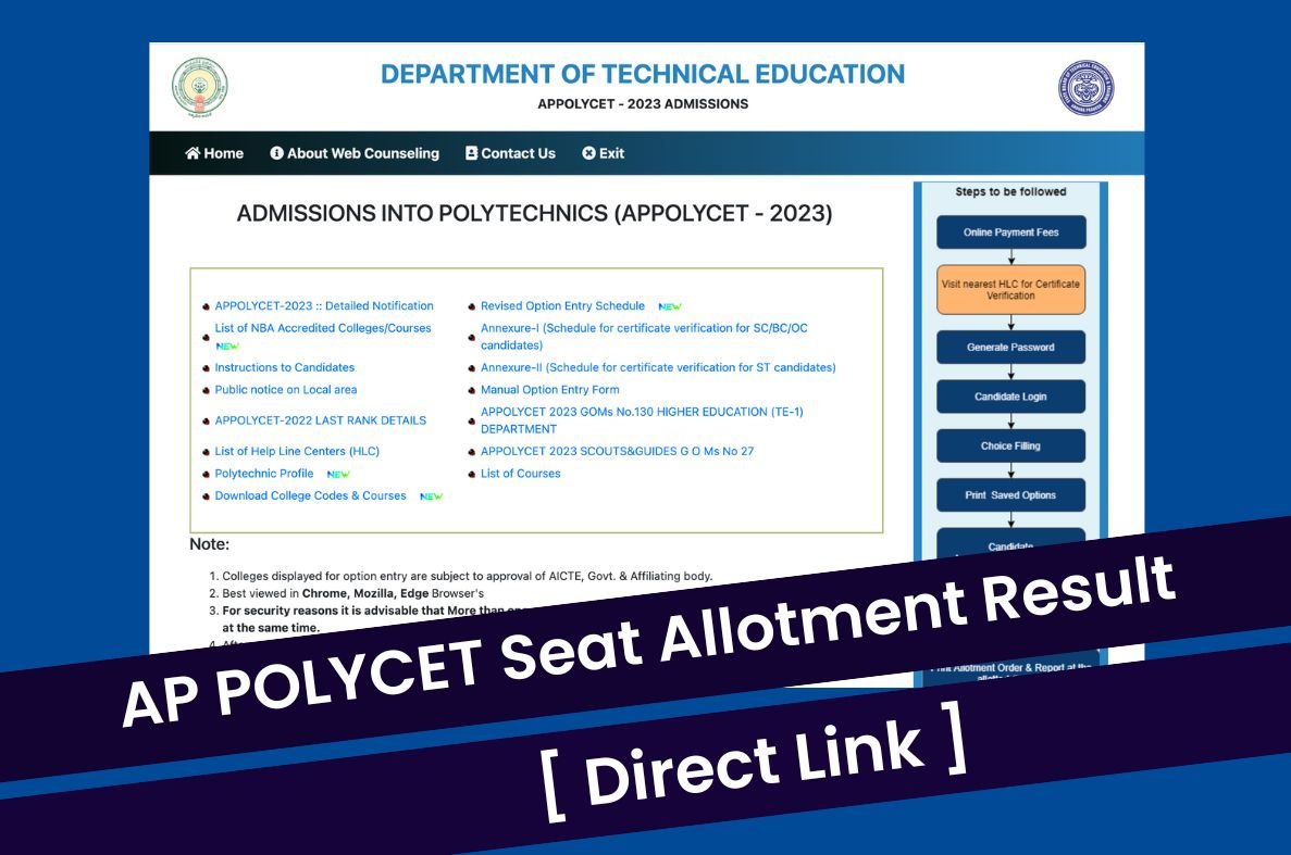 AP Polycet Seat Allotment 2023 @appolycet.nic.in College Wise Results ...