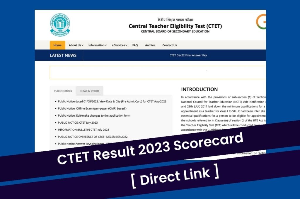 CTET Result 2023 (Date) @ctet.nic.in Scorecard, Certificate Direct Link