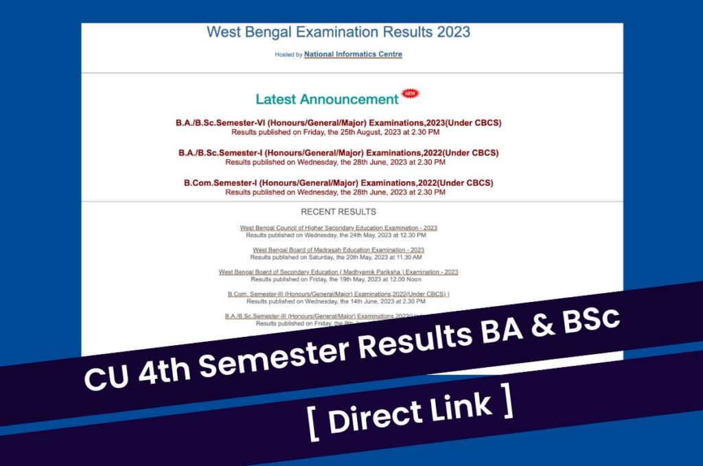 CU 4th Semester Results 2023 @wbresults.nic.in Calcutta University Marksheet Direct Link