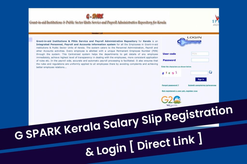 G SPARK Kerala Salary Slip 2023 @gspark.kerala.gov.in Registration & Login Direct Link