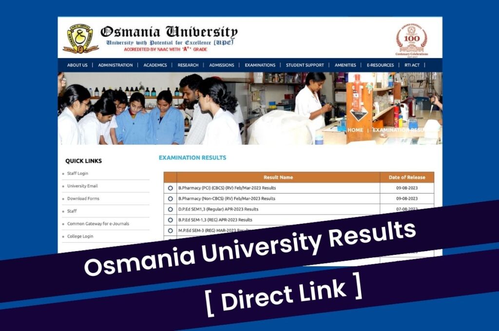 Osmania University Results 2023  @www.osmania.ac.in UG Semester Marksheet Direct Link