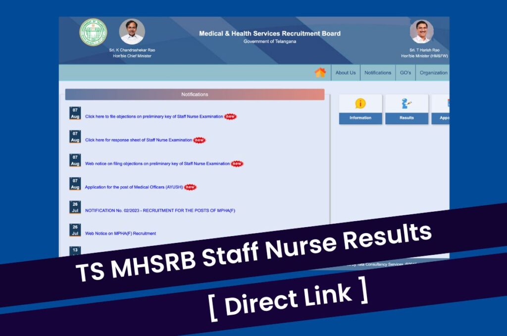 TS MHSRB Staff Nurse Results 2023, Check CutOff & Merit List @ mhsrb.telangana.gov.in Direct Link