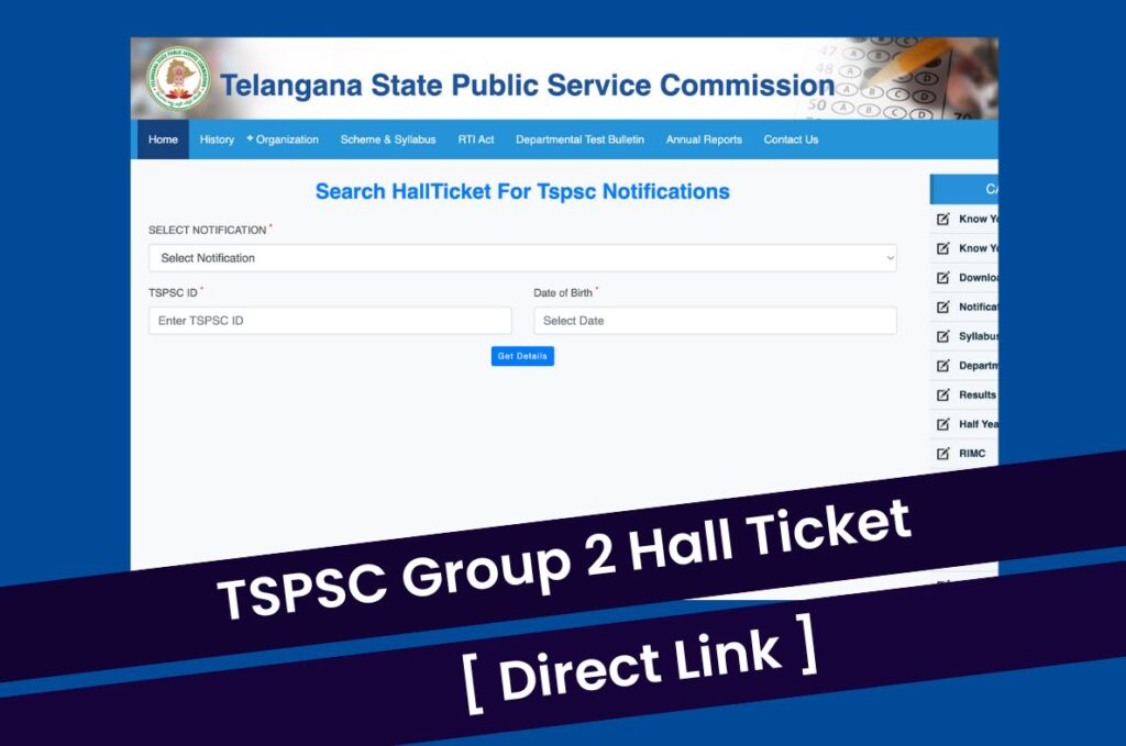 TSPSC Group 2 Hall Ticket 2023, Download Admit Card @ tspsc.gov.in Direct Link