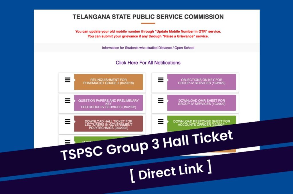 TSPSC Group 3 Hall Ticket 2023, Download Admit Card @tspsc.gov.in Direct Link
