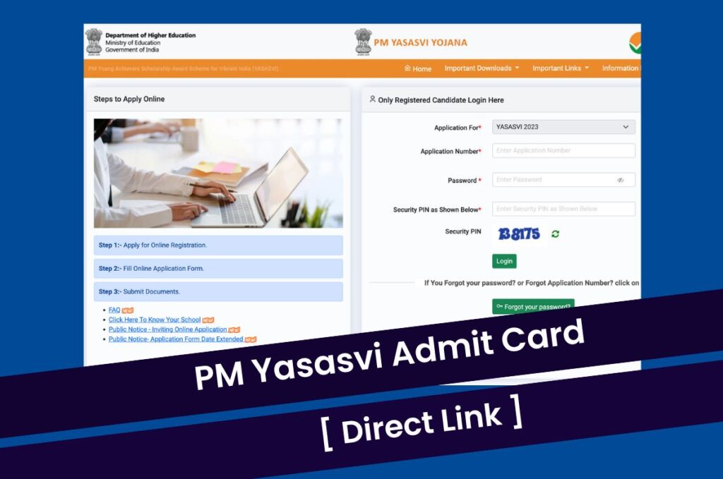 PM Yasasvi Admit Card 2023, Scholarship Test Hall Ticket @ yet.nta.ac.in Direct Link