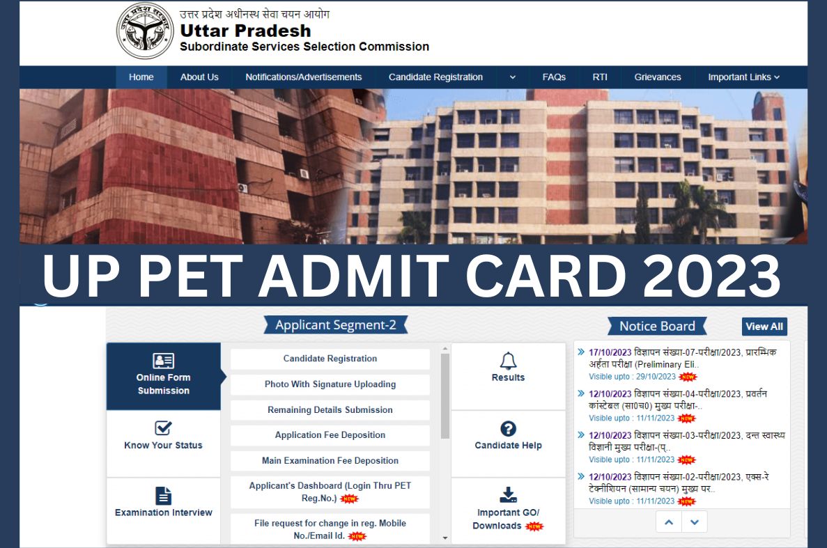UP PET Admit Card 2024, upsssc.gov.in PET Hall Ticket Download Link